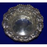 Silver Embossed Dish, Acanthus Decoration, London Hallmark Rubbed, Diameter 4.75 Inches