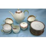 Mitterteich Bavaria Tea Service White With Red & Gilt Borders, Comprising 10 Cups, 11 Saucers,