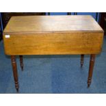 Georgian Pembroke Table, Dummy & Frieze Drawer, Turned Supports