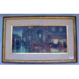 R. KITCHEN Impressionist Oil Panel Depicting A Paris Street Scene At Night With Figures In Horse