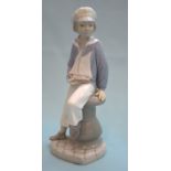 Lladro Figurine, Boy In Sailor Suit With Boat