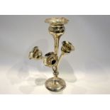 Edwardian Silver Epergne, Central Fluted Vase Between Three Smaller Posy Holders, Loaded Base, Fully