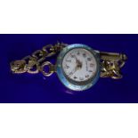 Guilloche Enamel Ladies Watch, White Enamel Face Marked Lady Tess, With Blue Surround And Back, Some
