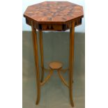 Small Satinwood Urn Table With Cube Inlaid Top Of Fine Quality And Delicate Proportions, In The