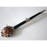 A Scottish Agate Set Brooch, Mounted in Silver Modelled In The Form Of A Basket Hilted Broadsword,