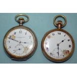 2 Gents Pocket Watches Comprising An 0,800 Silver Cased RECTA Movement Watch With W. Lennartz-