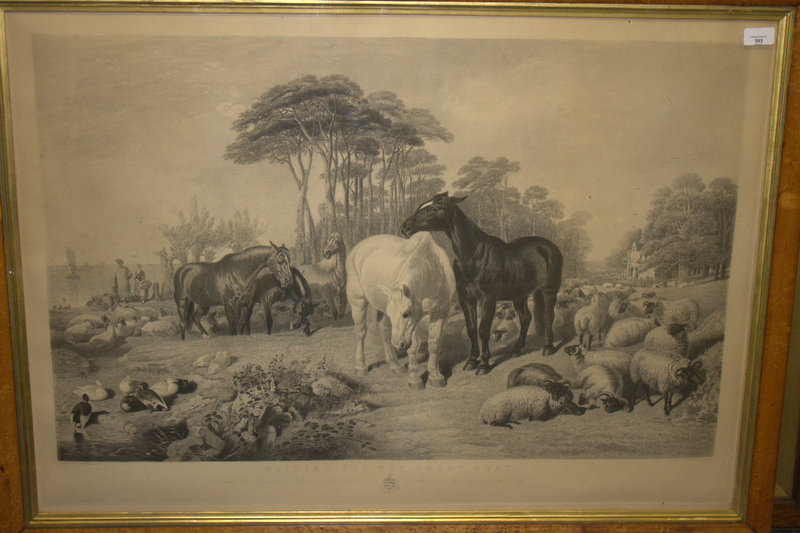 Large Framed And Glazed Engraving After J F herring Senior By William Giller, Titled Waiting For The