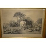 Large Framed And Glazed Engraving After J F herring Senior By William Giller, Titled Waiting For The