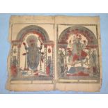 Very Rare Antique Wood Block . DATTA Print, Double Sheet Of Two Indian Deities, Battala Printers,