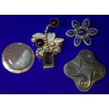 Collection Of 4 Brooches, 3 Stamped 925