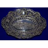Continental Silver Bowl, Shaped Edge With Pierced Border And Embossed Figural Cherub Centre, 9 x 7