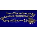 Solid Silver Albert Chain With Fob, Fancy Links With Entwined Wire Detail All Stamped With Lion
