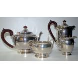 Art Deco Four Piece Silver Tea Service, weight 57 toz