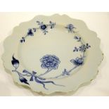 Unusual Tin Glaze Lambeth Delft, Silver Shaped Plate With Chinese Decoration Depicting A Peony And