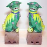 Pair Of Chinese Early 20thC Temple Dogs With Famile Verte Coloured Glaze