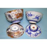 TWO JAPANESE MEIJI PERIOD LIDDED PORCELAIN BOWLS, one finely decorated in the ‘Imari Palette’ with