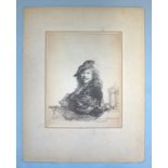 Antique Rembrandt Print, Self Portrait Dated 1639, 7x9 Inches