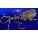 Victorian Silver Posy Holder With Pierced Acorn Decoration And Floral Engraved Handle, Chain And