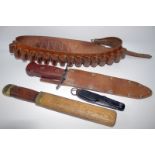 Mixed Lot To Include Ammo Belt, Two Knives And A Utility Knife