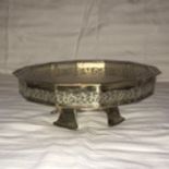 Circa 1920s Art Deco Plated Bowl. Openwork sides & bold cross design feet to base. Marked GB&S to