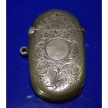 Silver Vesta Case Of Oval Form With Scroll And Floral Engraving, Fully Hallmarked With Striker To