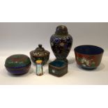 Mixed Lot Of Cloisonne To Include Bowl And Cover, Vase And Cover, Thimble Etc.