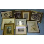 Collection Of Framed Prints and Photographs (9) in total to include small gilt framed landscape,