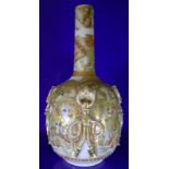 Japanese Satsuma Bottle Shaped Vase, With Unusual Tassel Applied Handles To The Body