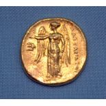Greek Gold Coin, Showing Alexander III, The Great, gold stater? weight 6.4 grams