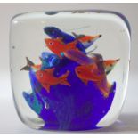 Murano glass aquarium, possibly Cenedese & Co, internally decorated with six exotic fish