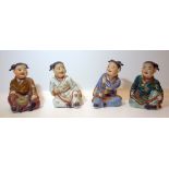 Chinese Export Early 20th Century Collection of ( 4 ) Four - Hand Painted Polychrome Figures of