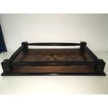 Wooden Tray With Inlaid Design & Galeried Freeze. Central Design Similar To The Festival Of