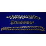 3 Silver Chains, Flat Curb, Rope And Belcher