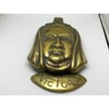 ANTIQUE, LARGE HEAVY BRASS VICTORIA DOOR KNOCKER. MARKED TO REAR WITH REGISTERED DESIGN & GT