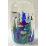 Murano glass aquarium, probably Cenedese & Co, internally decorated with Six exotic fish