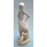 Lladro Figurine, Girl With Pail And Duck