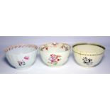 Two Newhall/lowestoft Tea Bowls Together With A Liverpool Porcelain Bowl