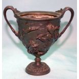 Bronze Grand Tour Twin Handled Cup Decorated With Centaurs, Height 6 Inches, No Lid