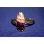 Ladies 9ct Gold Blue John Ring, Stamped 9ct, Some Surface Scratches
