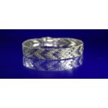 Silver Chevron Weave Style Bracelet, Length 8 Inches, Width 12mm,Stamped 925, 27.5g