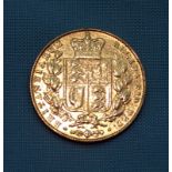 1842 Victorian Gold Sovereign, Shield Back, Unbarred A's in GRATIA