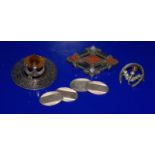 Mixed Lot Comprising A Scottish Silver Hardstone Brooch (unmarked), Thistle & Horseshoe