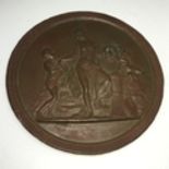 Large 19th Century Terracotta Medallion / Plaque Showing a goddess standing next to a wheatsheaf