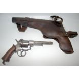 Display Purposes Only, 19thC Belgian Revolver With Leather Holster