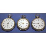 Three Ladies Silver Fob Watches A/F