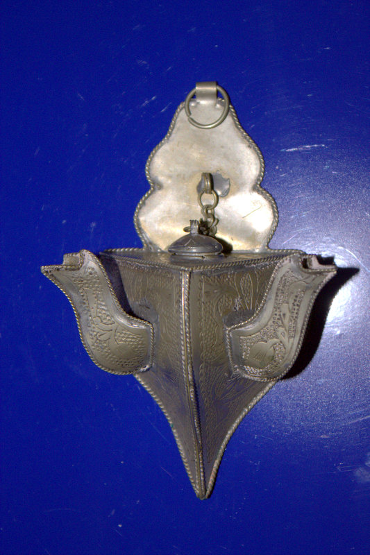 Middle Eastern Low Grade Silvered Metal Syrian Wall Water Fountain, 5.5 x 3.5 Inches - Image 2 of 2