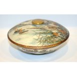 Meiji Period Japanese Satsuma Lidded Bowl Of Fine Quality, Depicting Ducks Amongst Foliage On A