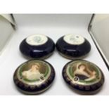 Royal Vienna Alexandra Porcelain Works Very Fine Pair of Hand Painted Portrait Lidded Trinket Jars/