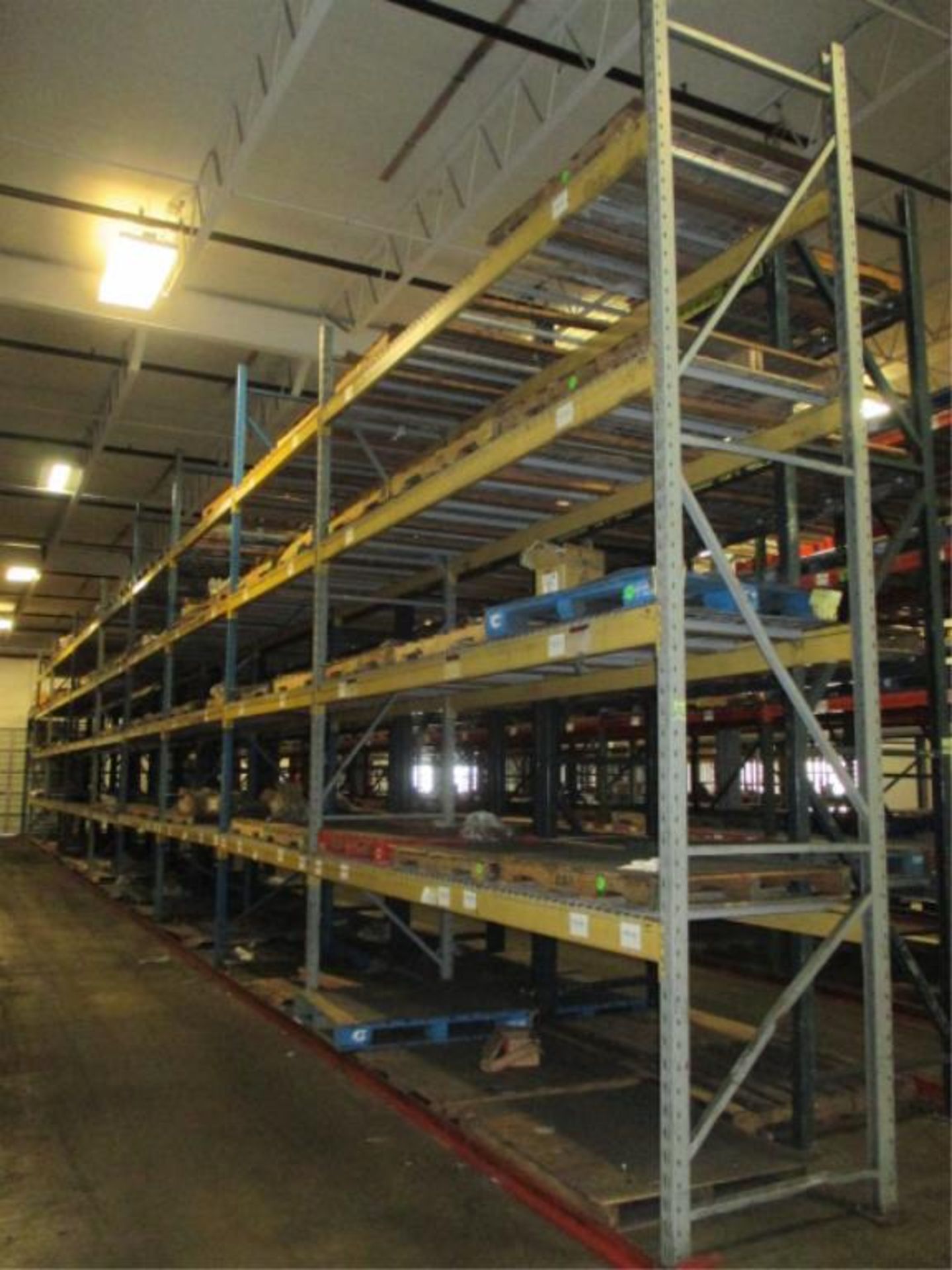 Lot: (4 Tier, 9 sections) Warehouse Pallet Racking, Slotted Angle Style. Consisting of: (1) Upright