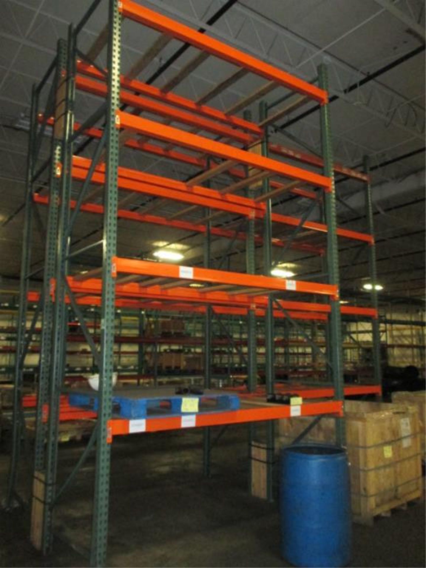 Lot: (4 Tier, 3 sections) Warehouse Pallet Racking, Teardrop Style. Consisting of: (5) Upright